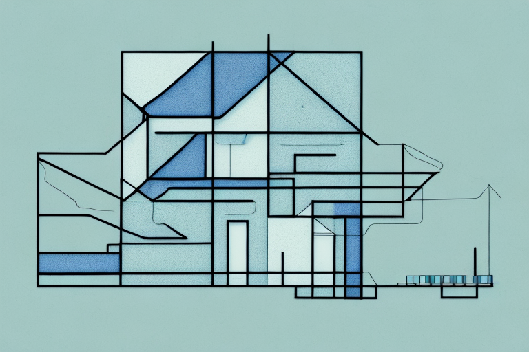 A house with a line of demarcation to represent the concept of encroachment